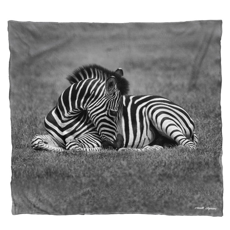 Baby Zebra Resting Light Weight Fleece Blanket by Annette Heymans