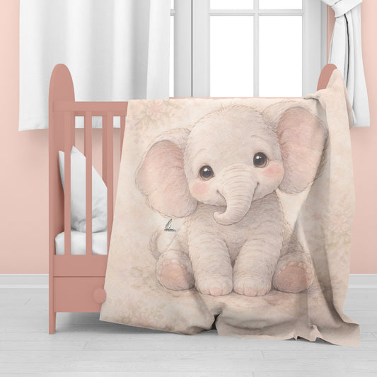 Baby Elephant Watercolor Baby Fleece Blanket by Nathan Pieterse
