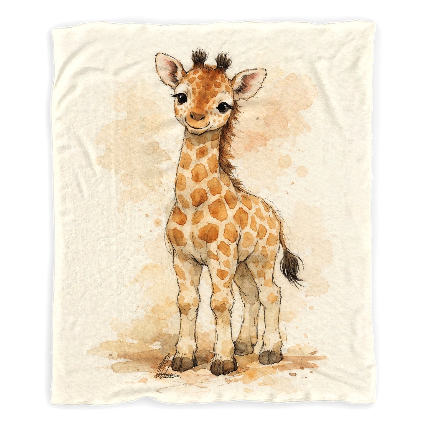 Baby Giraffe Watercolor Baby Fleece Blanket by Nathan Pieterse