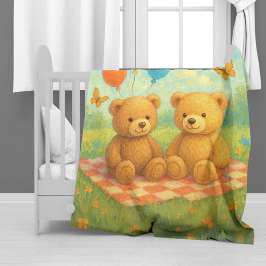Baby Teddy Bear Picnic Minky Blanket by Nathan Pieterse
