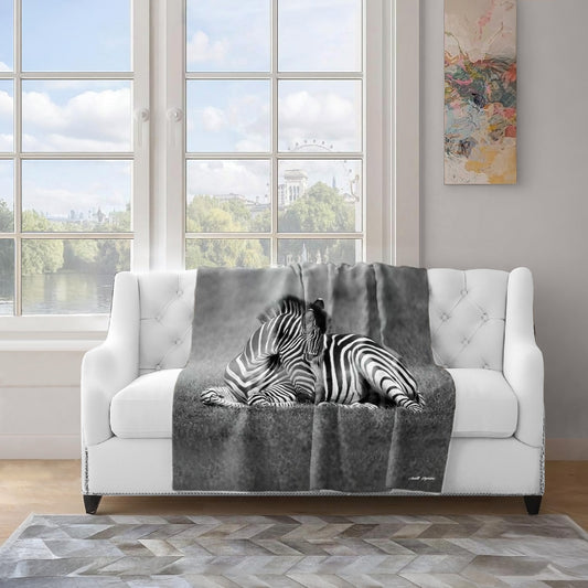 Baby Zebra Resting Light Weight Fleece Blanket by Annette Heymans