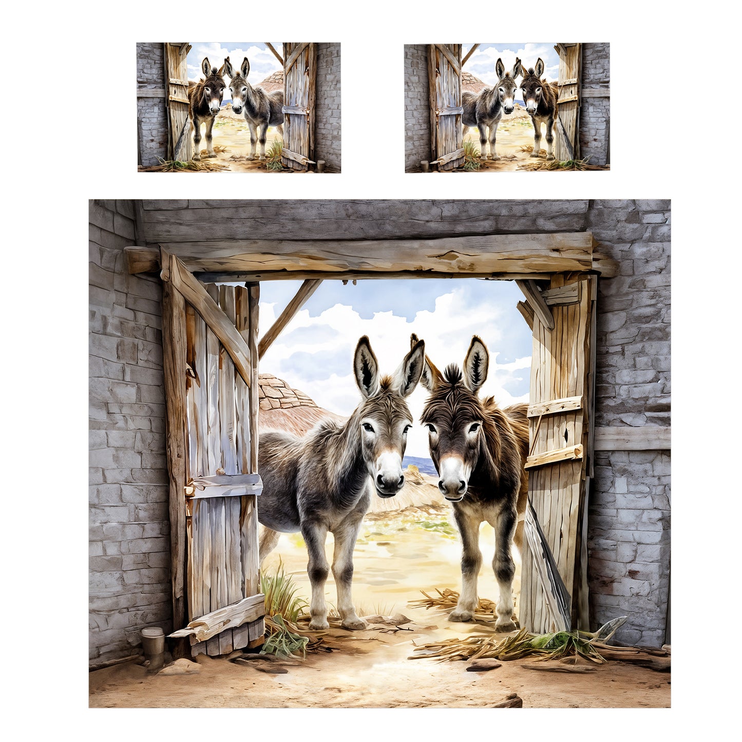 Barn Door Donkeys Duvet Cover Set