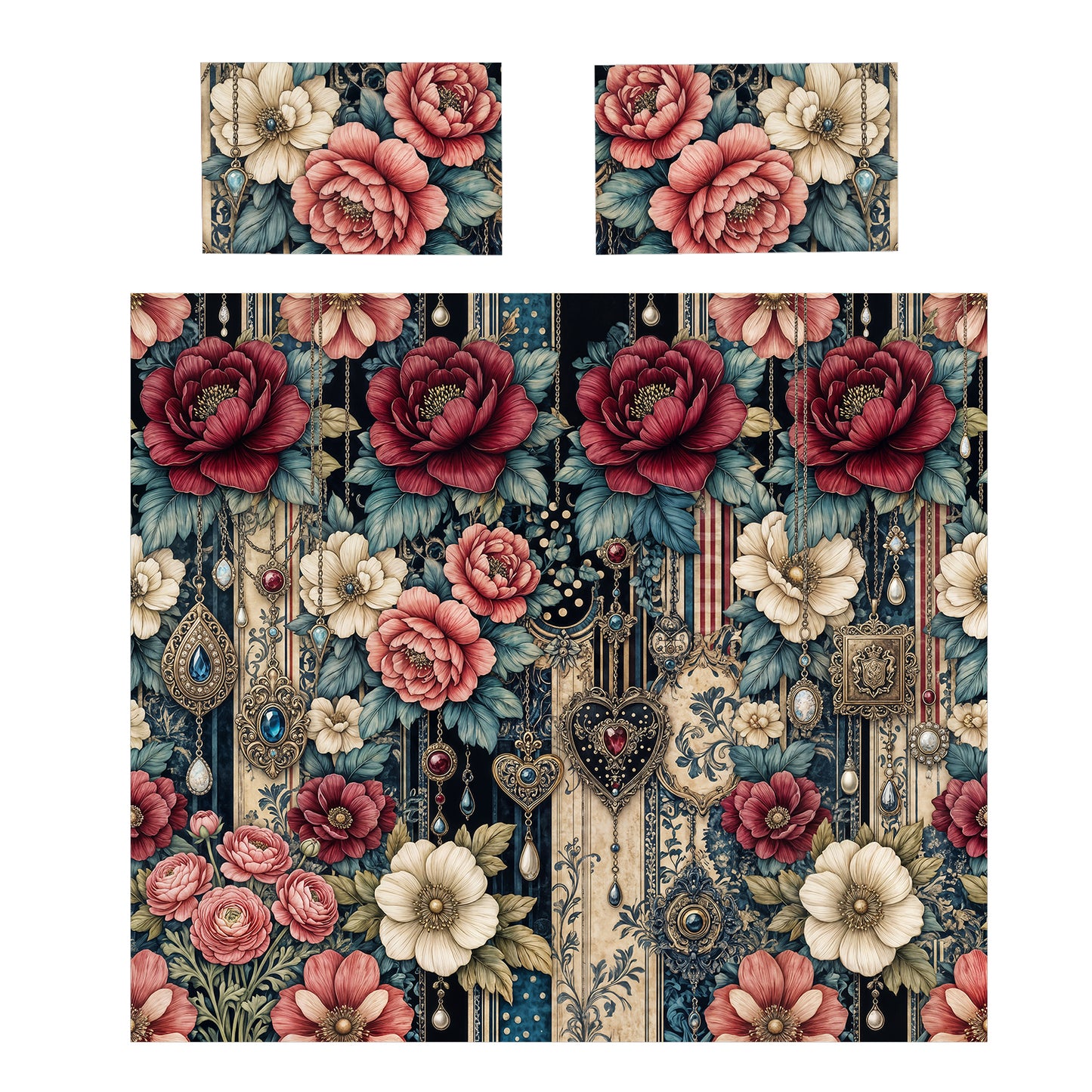Baroque Jewelry Floaral Duvet Cover Set