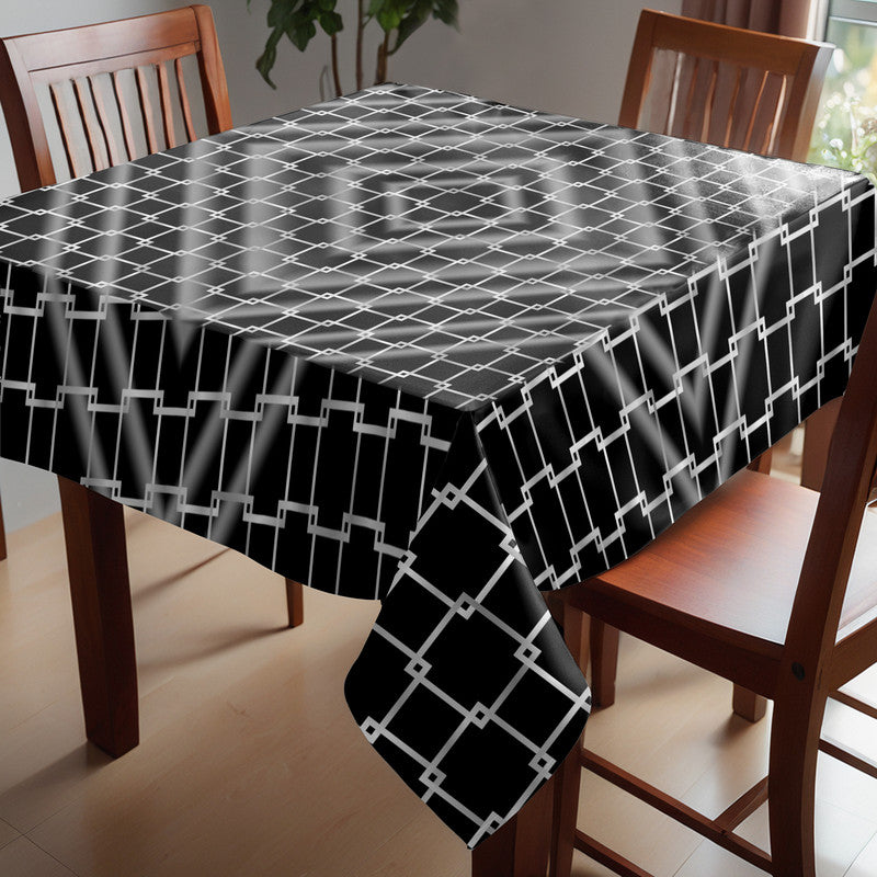 Barriers In Bloom Black And Grey Square Tablecloth