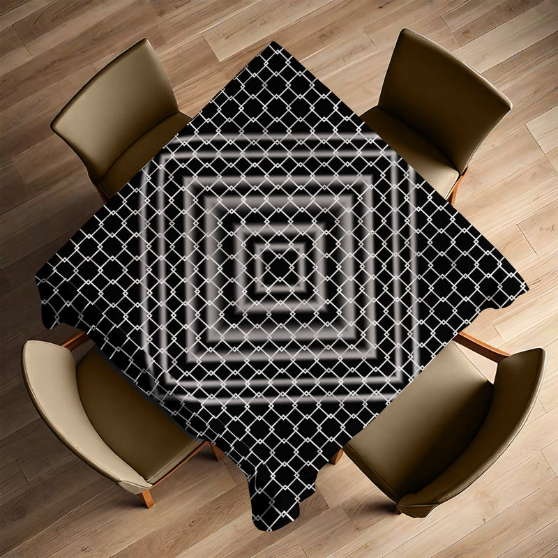 Barriers In Bloom Black And Grey Square Tablecloth