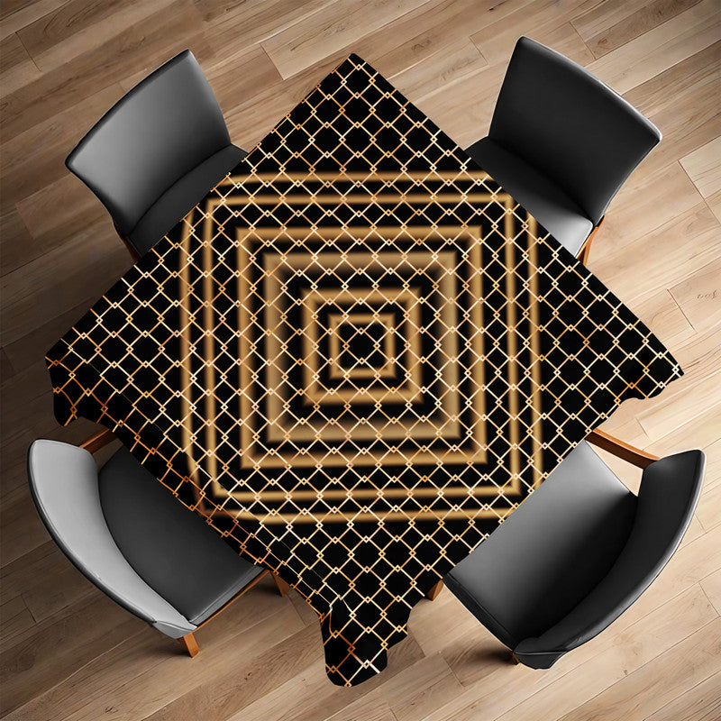 Barriers In Bloom Black Brown Square Tablecloth