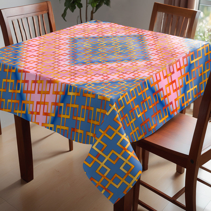 Barriers In Bloom Pink and Blue Square Tablecloth