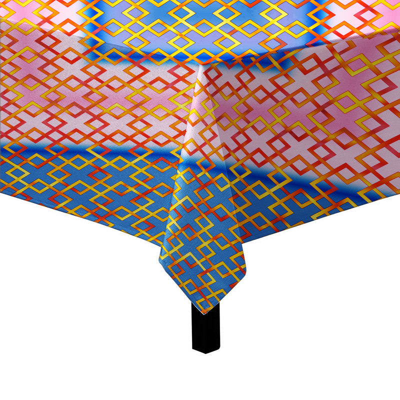 Barriers In Bloom Pink and Blue Square Tablecloth