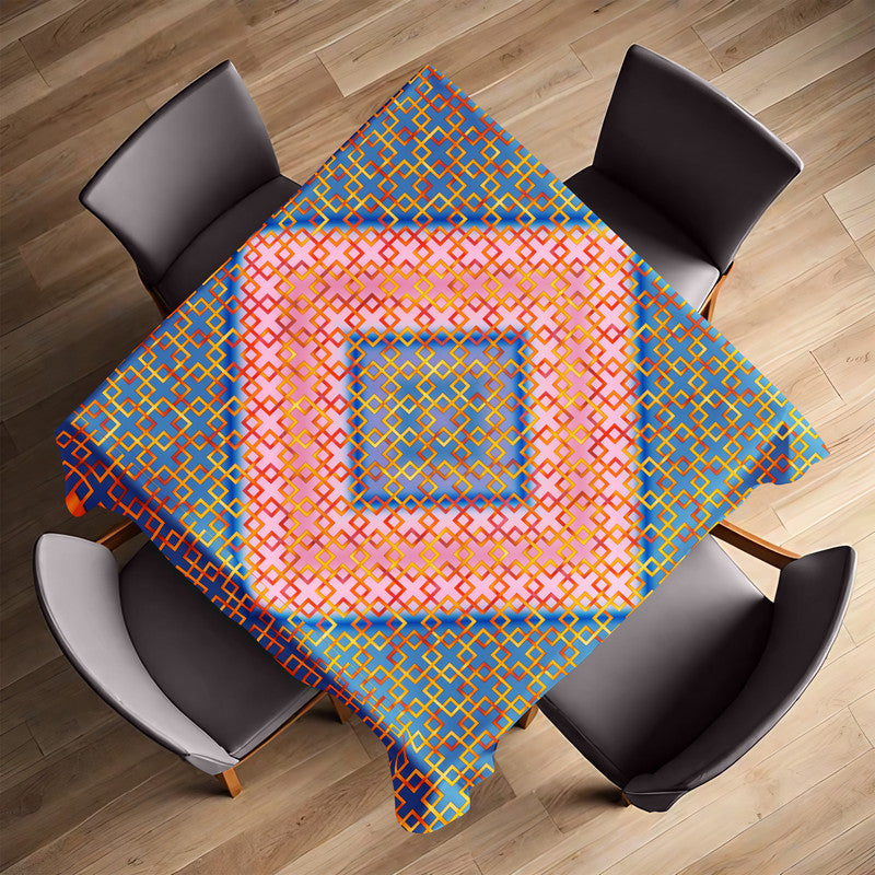 Barriers In Bloom Pink and Blue Square Tablecloth