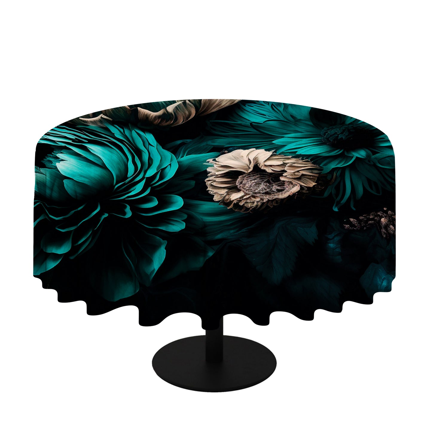 Beautiful Teal Round Tablecloth