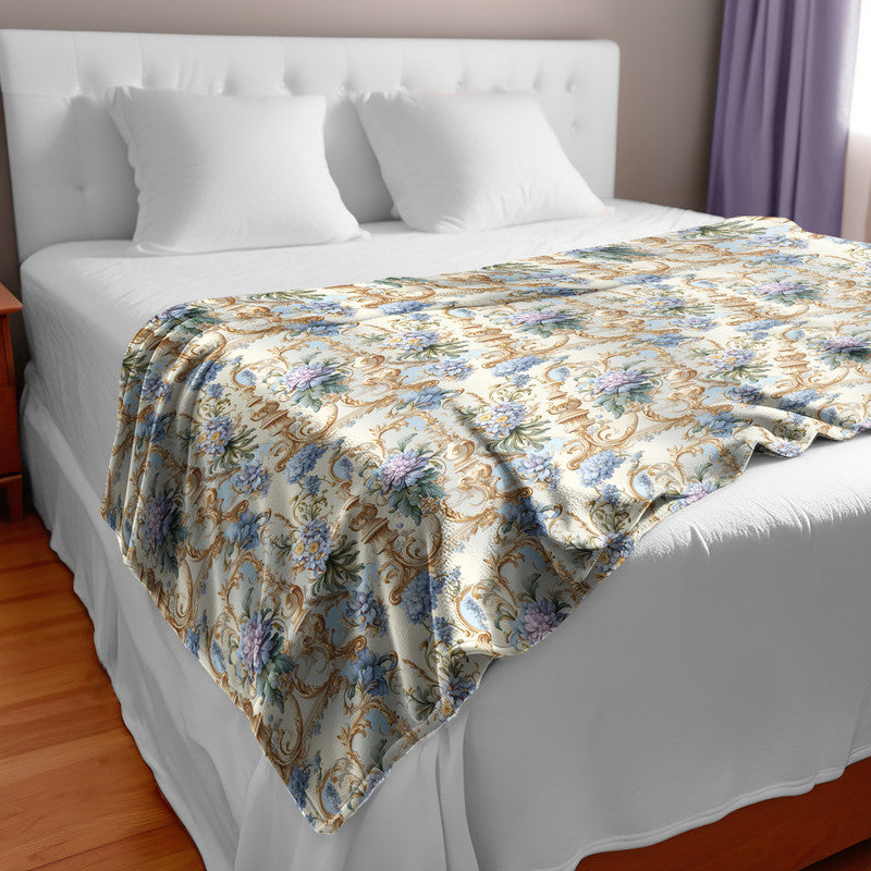 Beige And Lavender Light Bed Throw