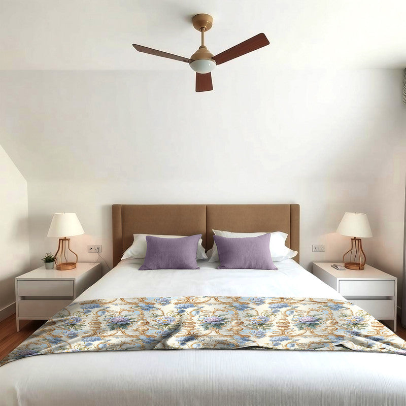 Beige And Lavender Light Bed Throw