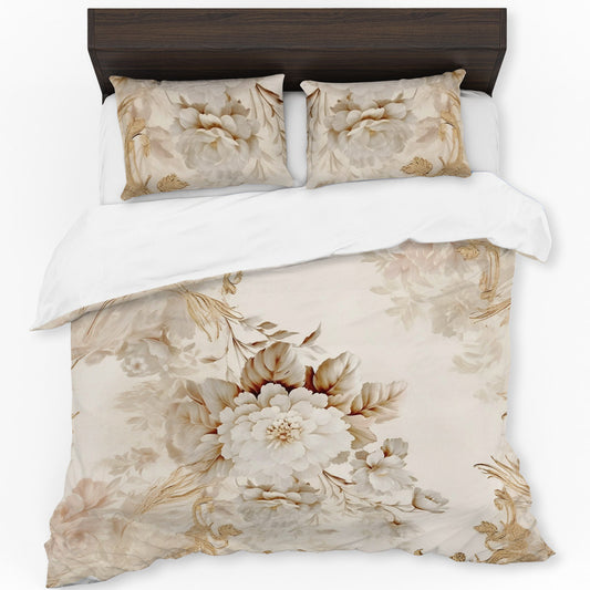 Beige Gilded Garden Duvet Cover Set
