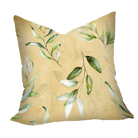 Beige Green Leaves Pattern Luxury Scatter by Mark van Vuuren