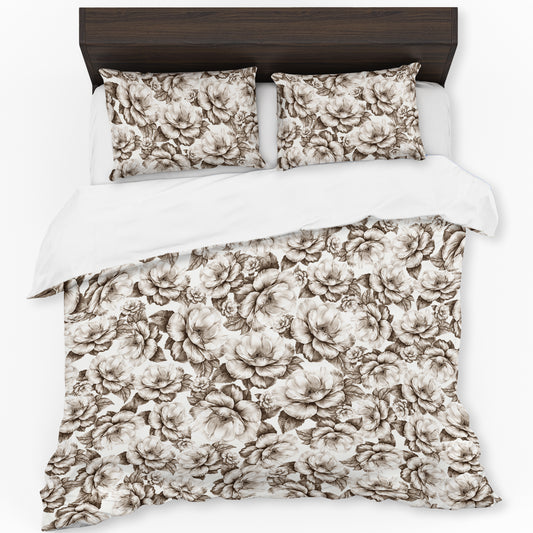 Beige Bloom Duvet Cover Set by Mark van Vuuren