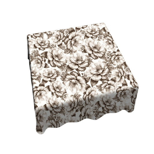 Beige Bloom Square Tablecloth By Mark Van Vuuren