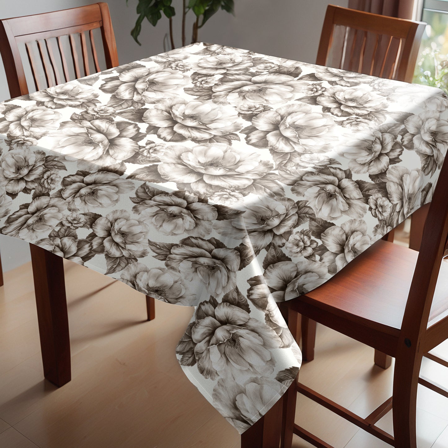 Beige Bloom Square Tablecloth By Mark Van Vuuren