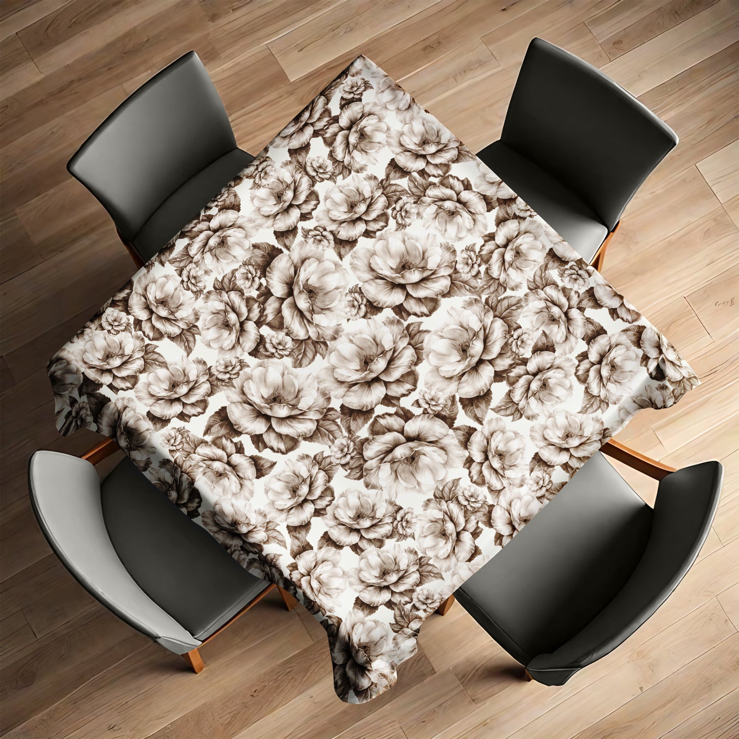 Beige Bloom Square Tablecloth By Mark Van Vuuren