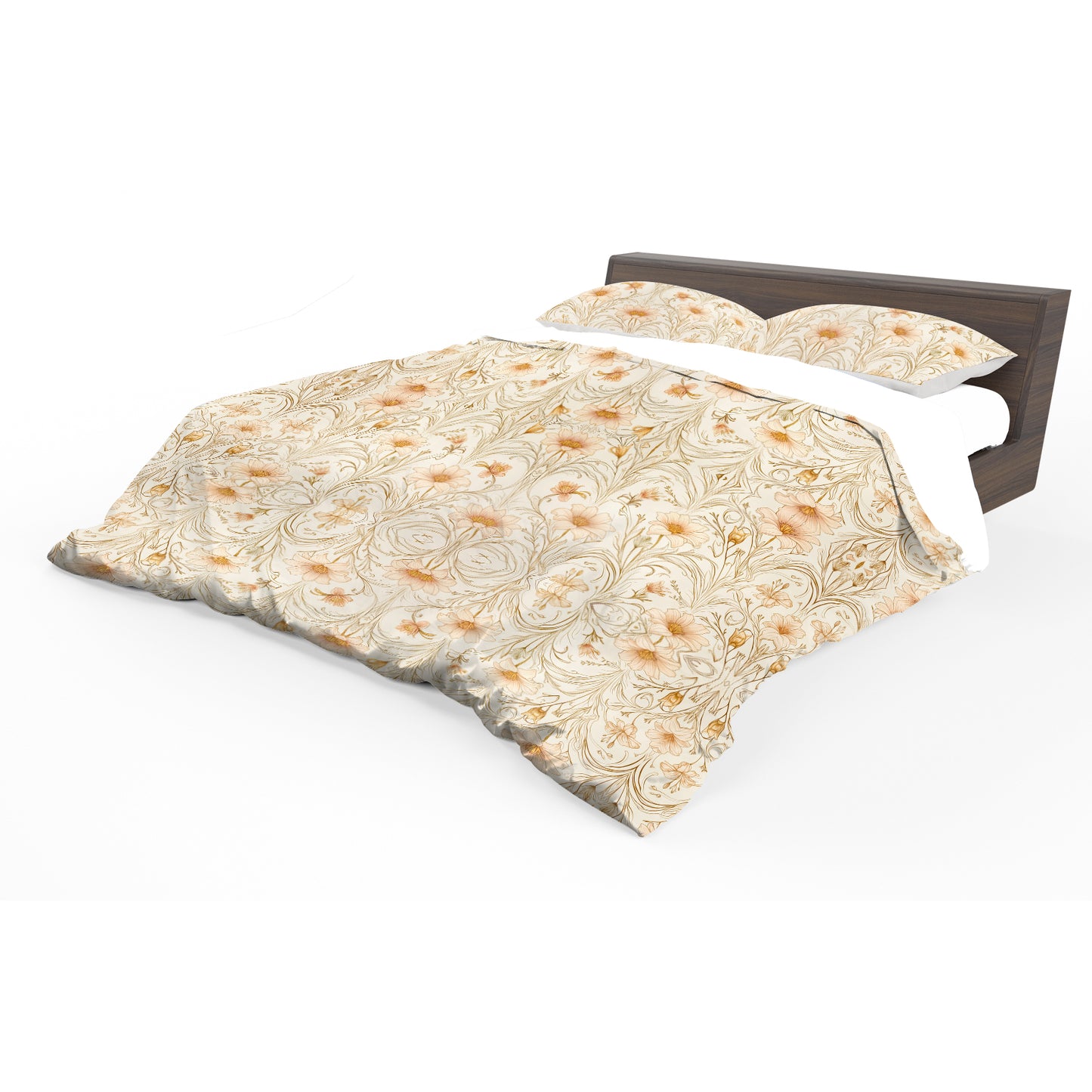 Beige Lily Blossom Duvet Cover Set