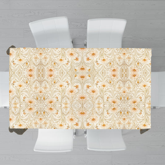 Beige Lily Blossom Rectangle Tablecloth