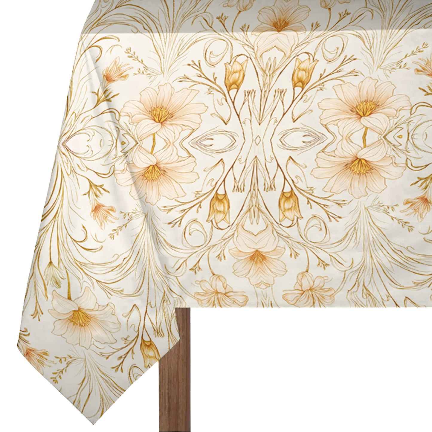 Beige Lily Blossom Rectangle Tablecloth
