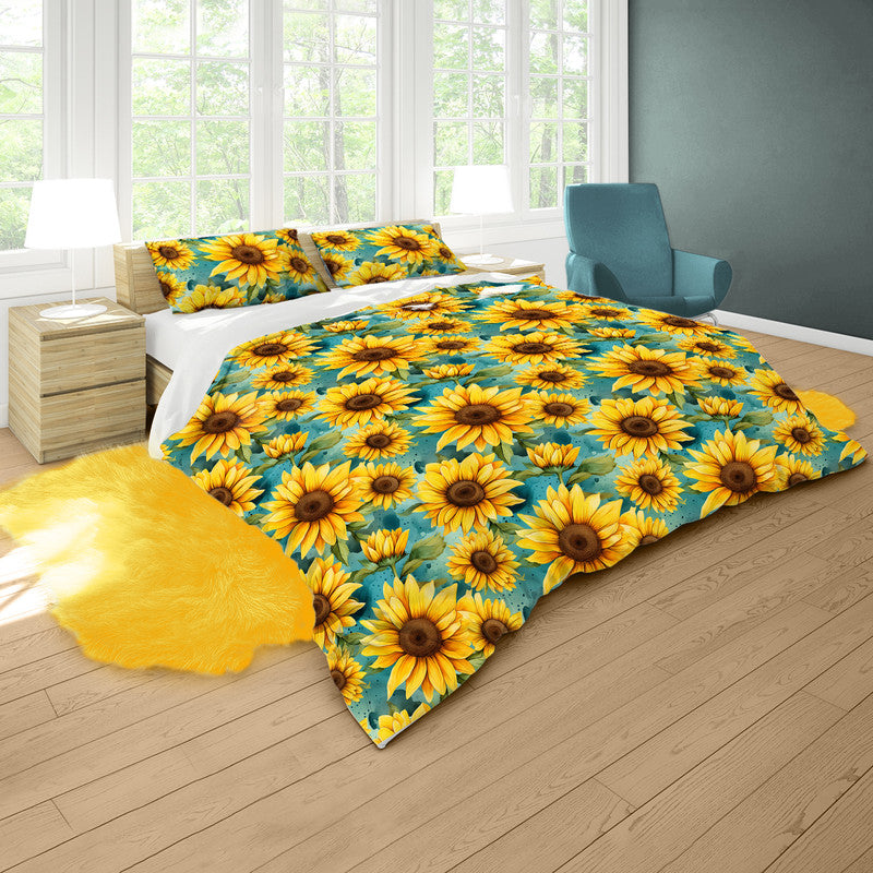Big And Small Sunflowers Duvet Cover Set