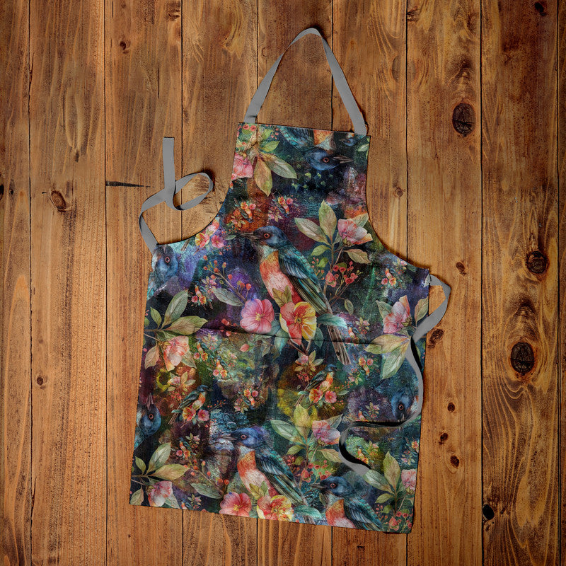 Birds and Leaves Medium Length Apron By Mark Van Vuuren