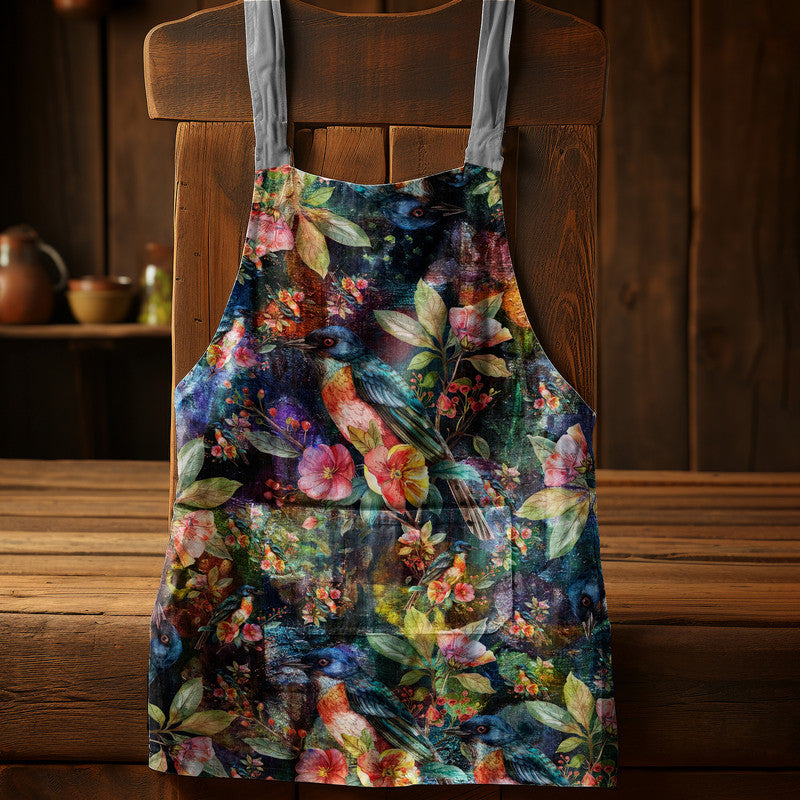 Birds and Leaves Medium Length Apron By Mark Van Vuuren