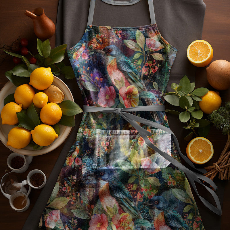 Birds and Leaves Medium Length Apron By Mark Van Vuuren