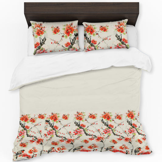Birds in Cherry Trees Duvet Cover Set