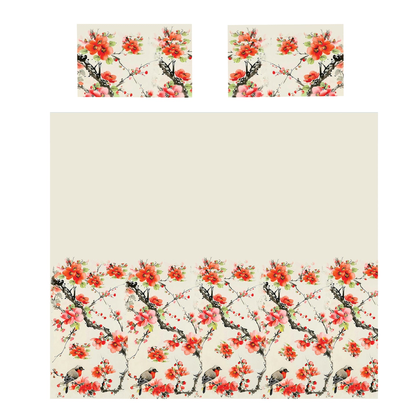 Birds in Cherry Trees Duvet Cover Set