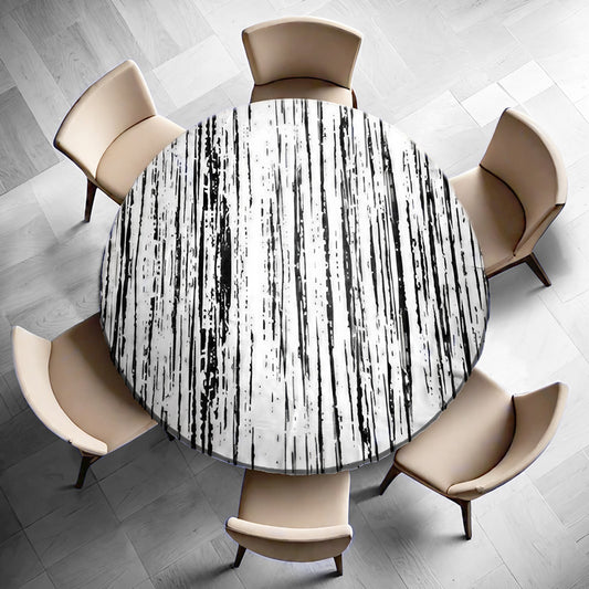 Black And White Texture Round Tablecloth