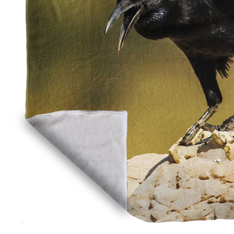 Black Crow Light Weight Fleece Blanket by Annette Heymans