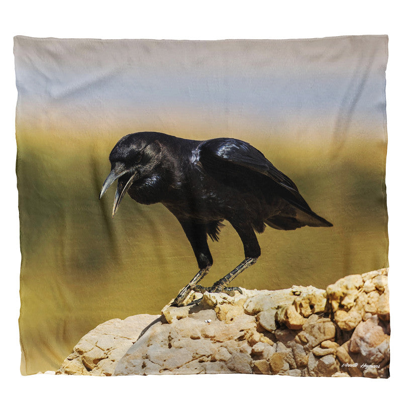 Black Crow Light Weight Fleece Blanket by Annette Heymans