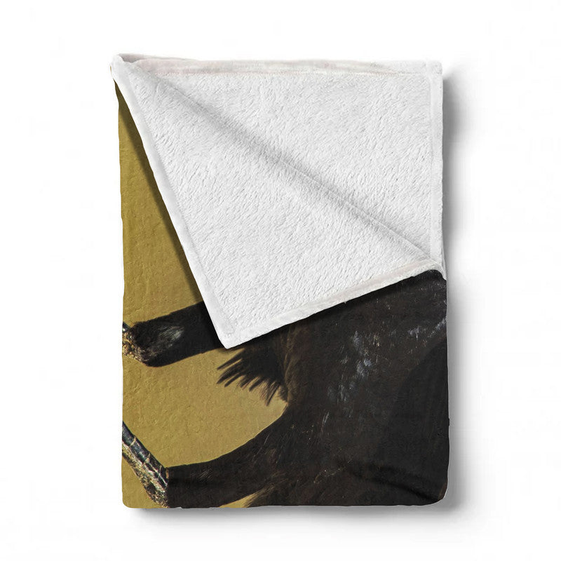 Black Crow Light Weight Fleece Blanket by Annette Heymans