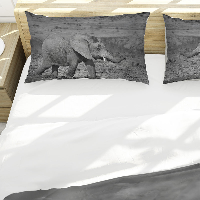 Black and White Baby Ellie in Mud Duvet Cover Set by Annette Heymans