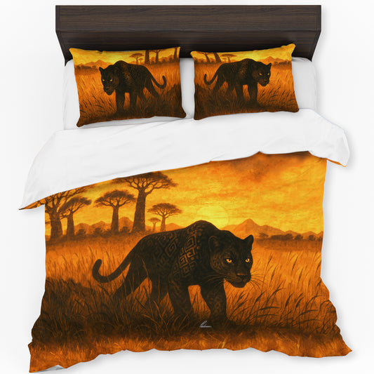 Black Panther At Sunset Duvet Cover Set by Nathan Pieterse