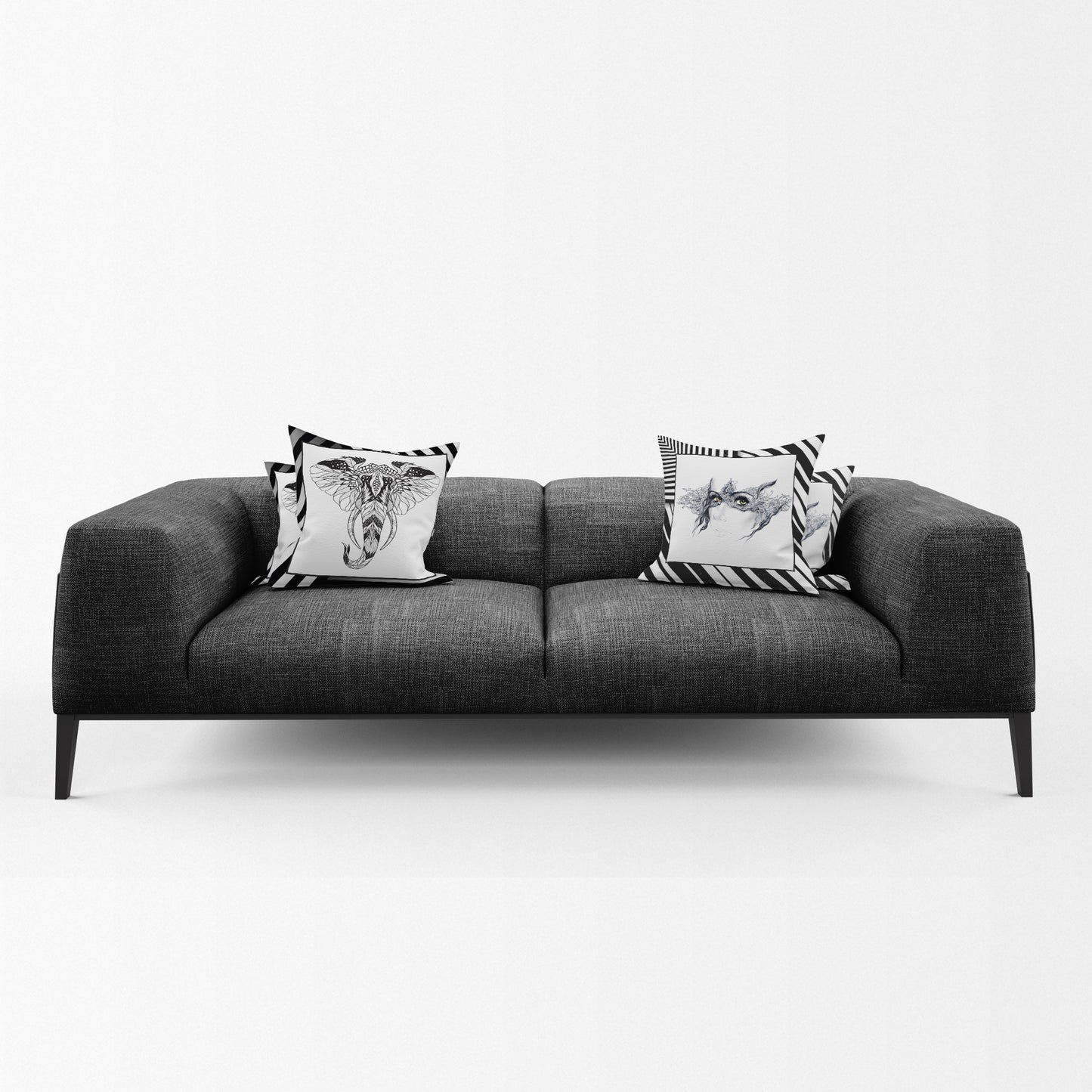 Black Striped Pattern Luxury Scatter Covers (Set of 4)