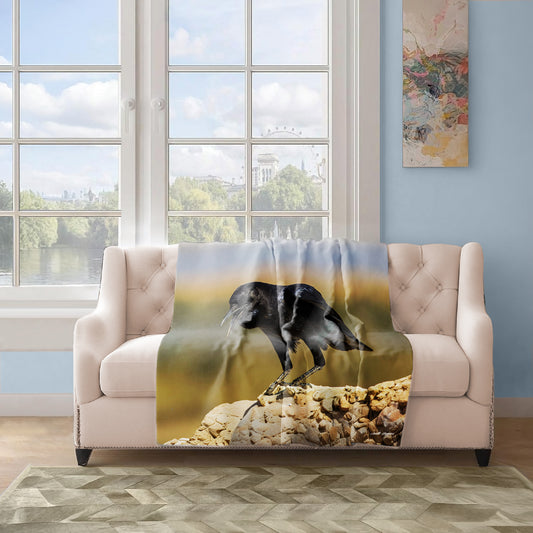 Black Crow Light Weight Fleece Blanket by Annette Heymans