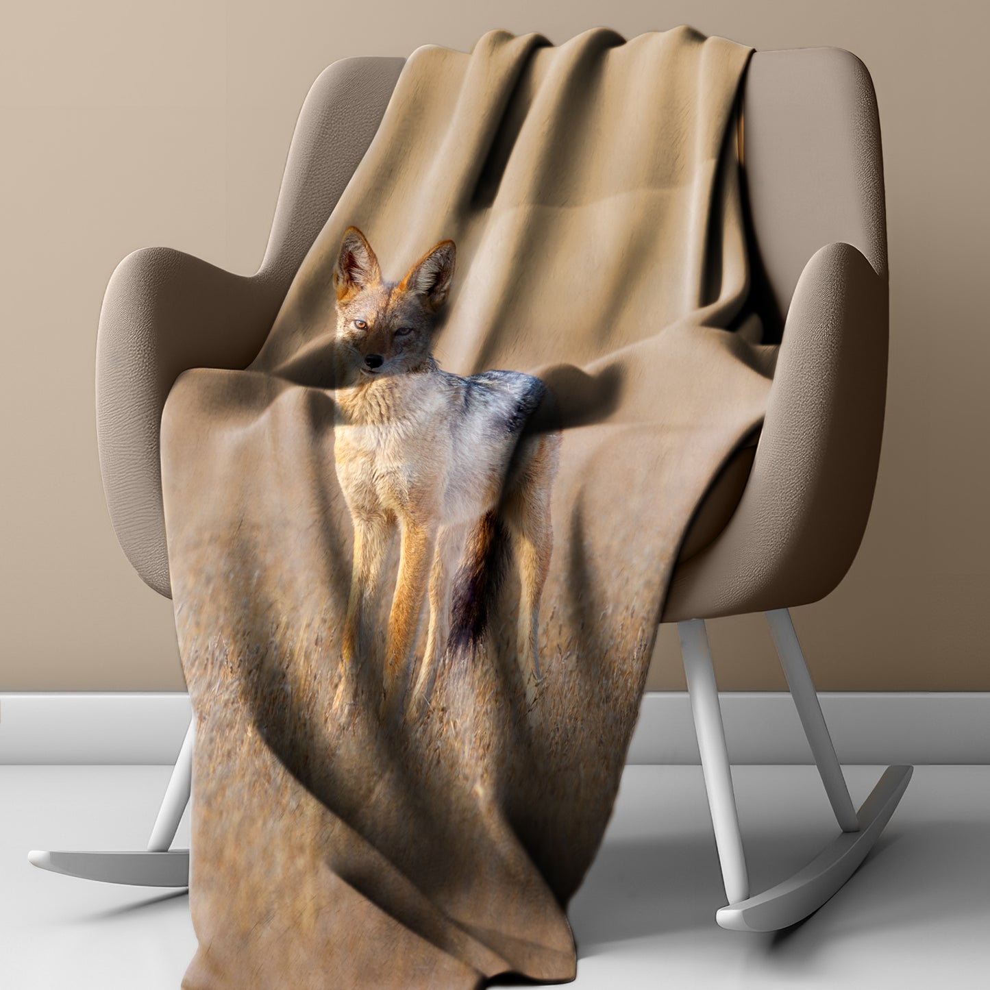 Blacked Backed Jackal Light Weight Fleece Blanket by Fanie Heymans