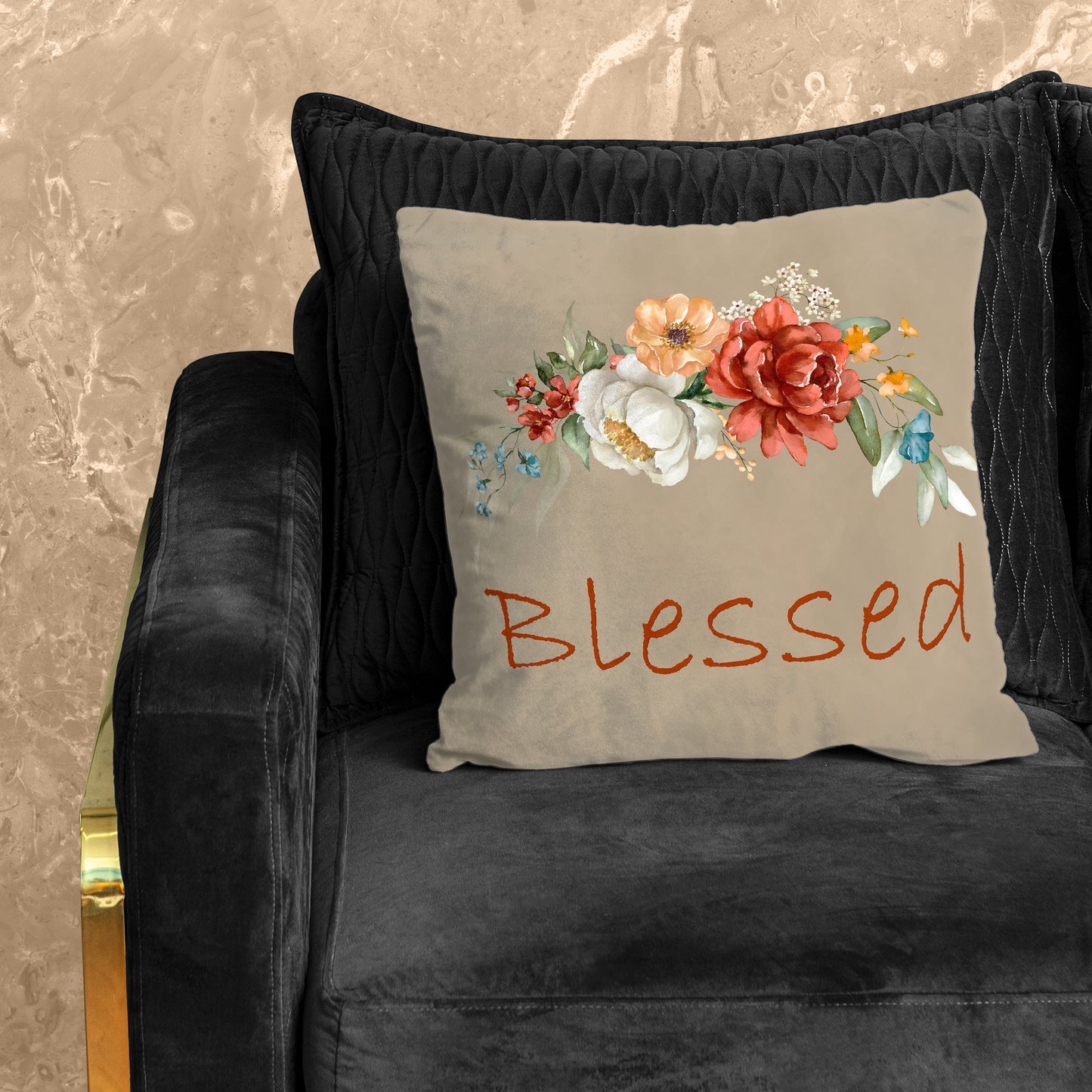 Blessed Floral On Beige Luxury Scatter by Mark van Vuuren