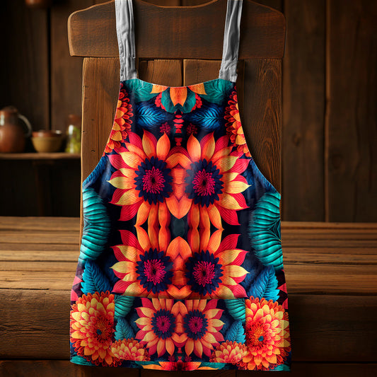 Blooming Flowers Medium Length Apron