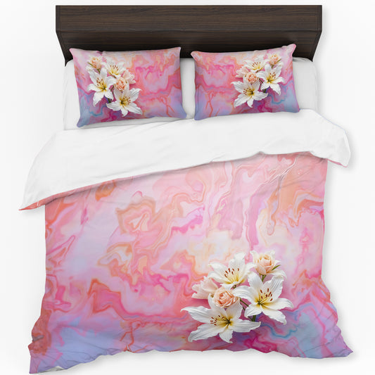 Blooming Fireheart Lily Duvet Cover Set