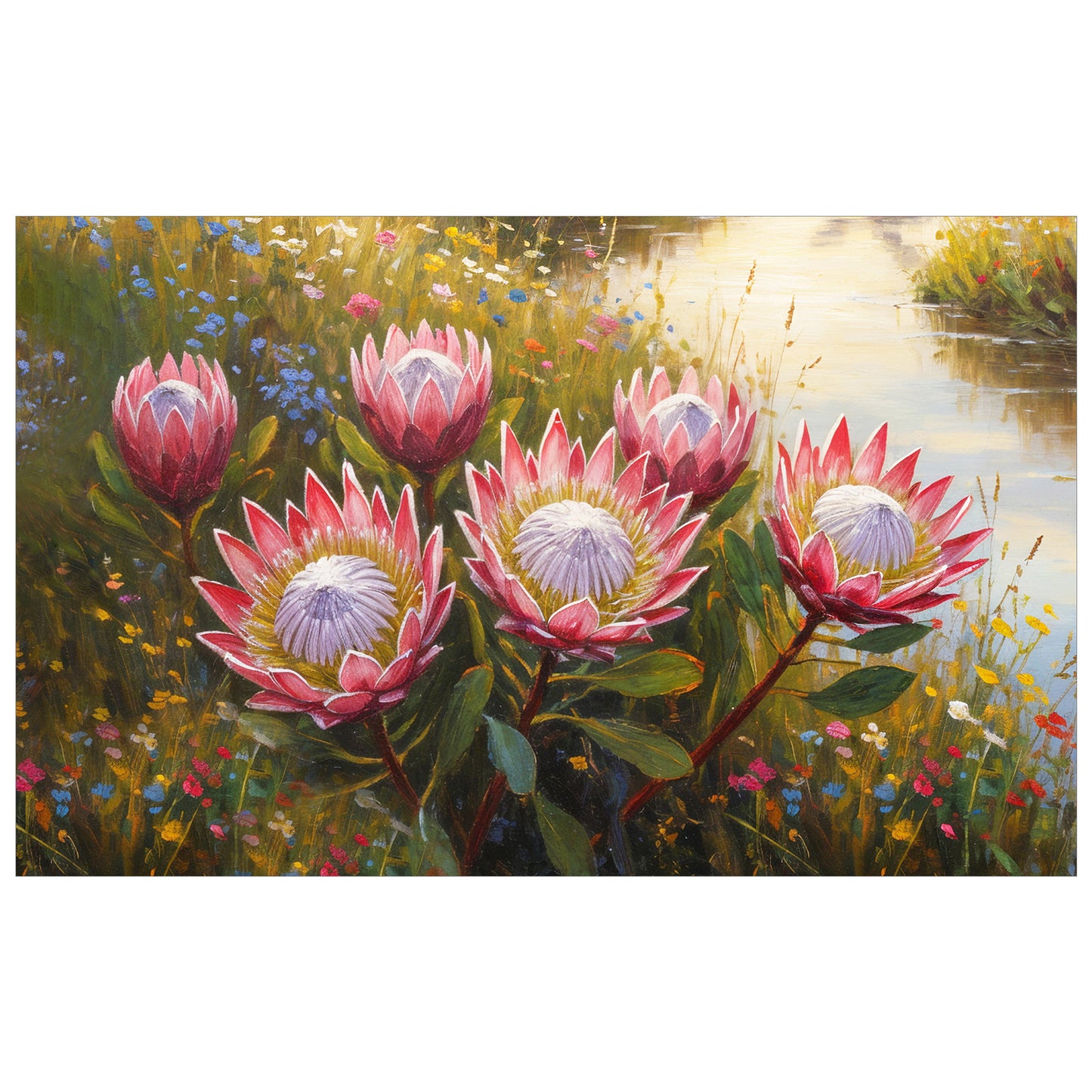 Blooming Painted Protea Rectangle Tablecloth