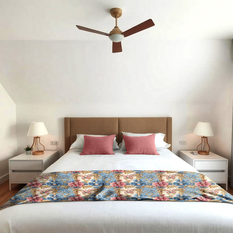 Blue And Cream Light Bed Throw