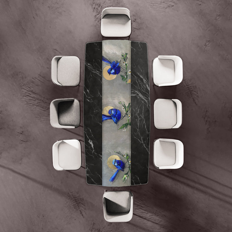 Blue Birds Sunrise Table Runner by Juanette Menderoi