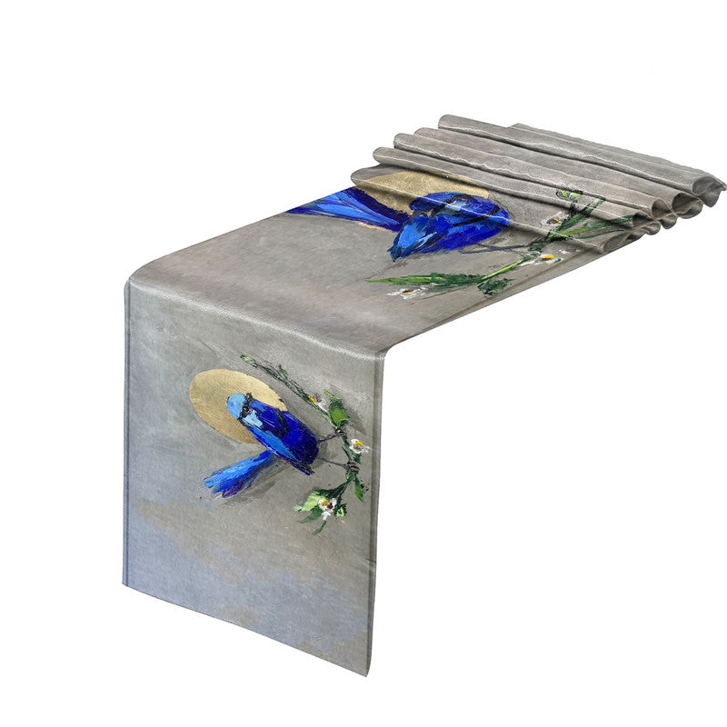 Blue Birds Sunrise Table Runner by Juanette Menderoi
