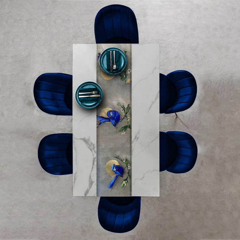 Blue Birds Sunrise Table Runner by Juanette Menderoi