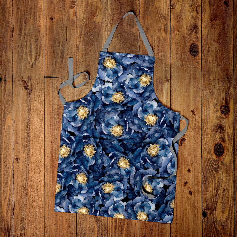 Blue Blossoms Medium Length Apron By Mark Van Vuuren
