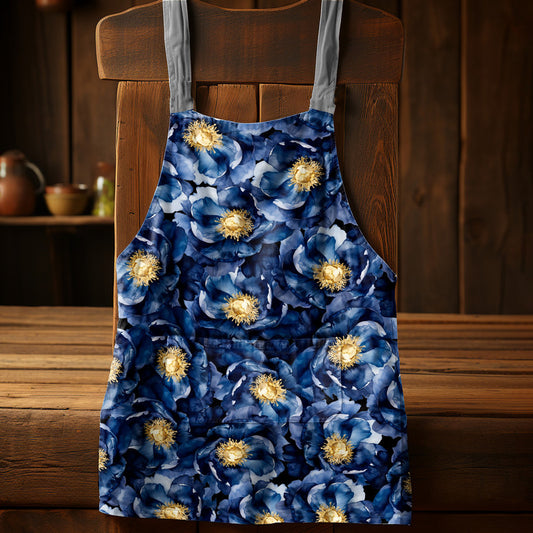 Blue Blossoms Medium Length Apron By Mark Van Vuuren